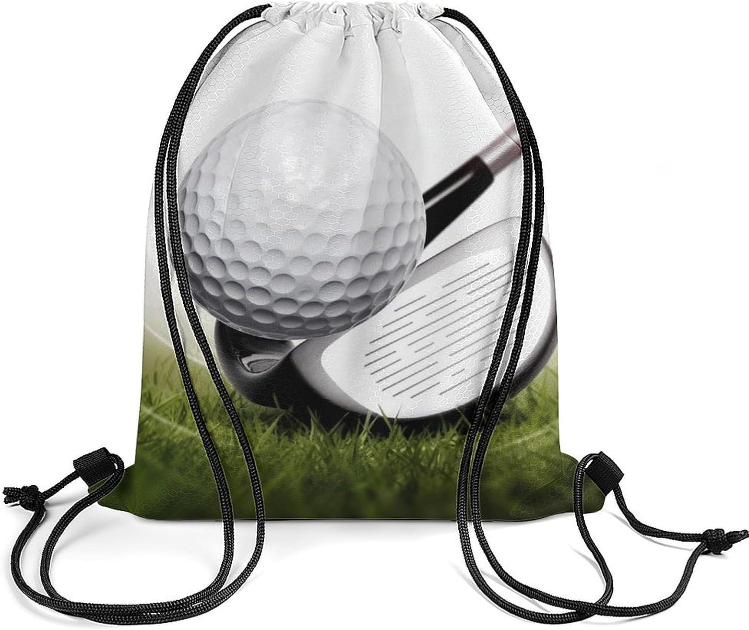 Adjustable Drawstring Backpack，Golf Club Printed Portable Drawstring Bag Large Capacity Foldable Drawstring Bag for Shopping Sport Yoga Travel, Swimming, Gym, Beach