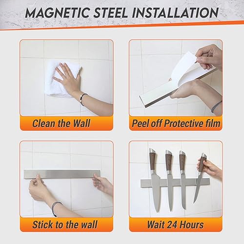 Miniatura 6 de MG - Soporte magnético para cuchillos de pared, tira magnética de acero inoxidable con funcionalidad multiusos como soporte para cuchillos, tira de