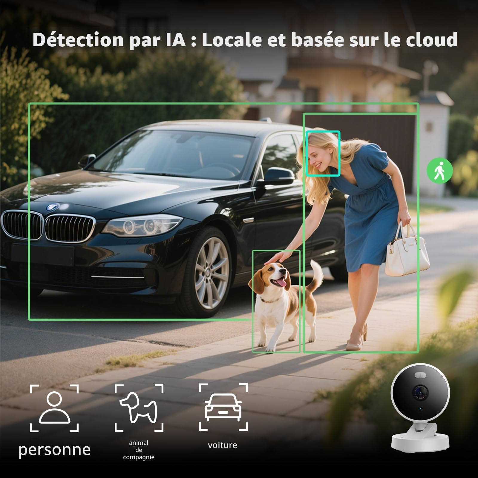 Aqara Caméra Intérieure/Extérieure G100, 2K, HomeKit Secure Video, 2,4 Ghz WiFi, Vision Nocturne Couleur avec Projecteur, Détection IA, Wi-FI 6, Étanche IP65, Compatible Alexa, Google Home, Blanche