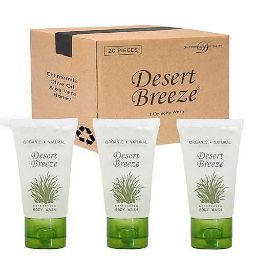 Desert Breeze Gel de baño, artículos de tocador de hotel tamaño viaje, tapa abatible de 1 oz (caja de 20) disponible en Yaxa Peru