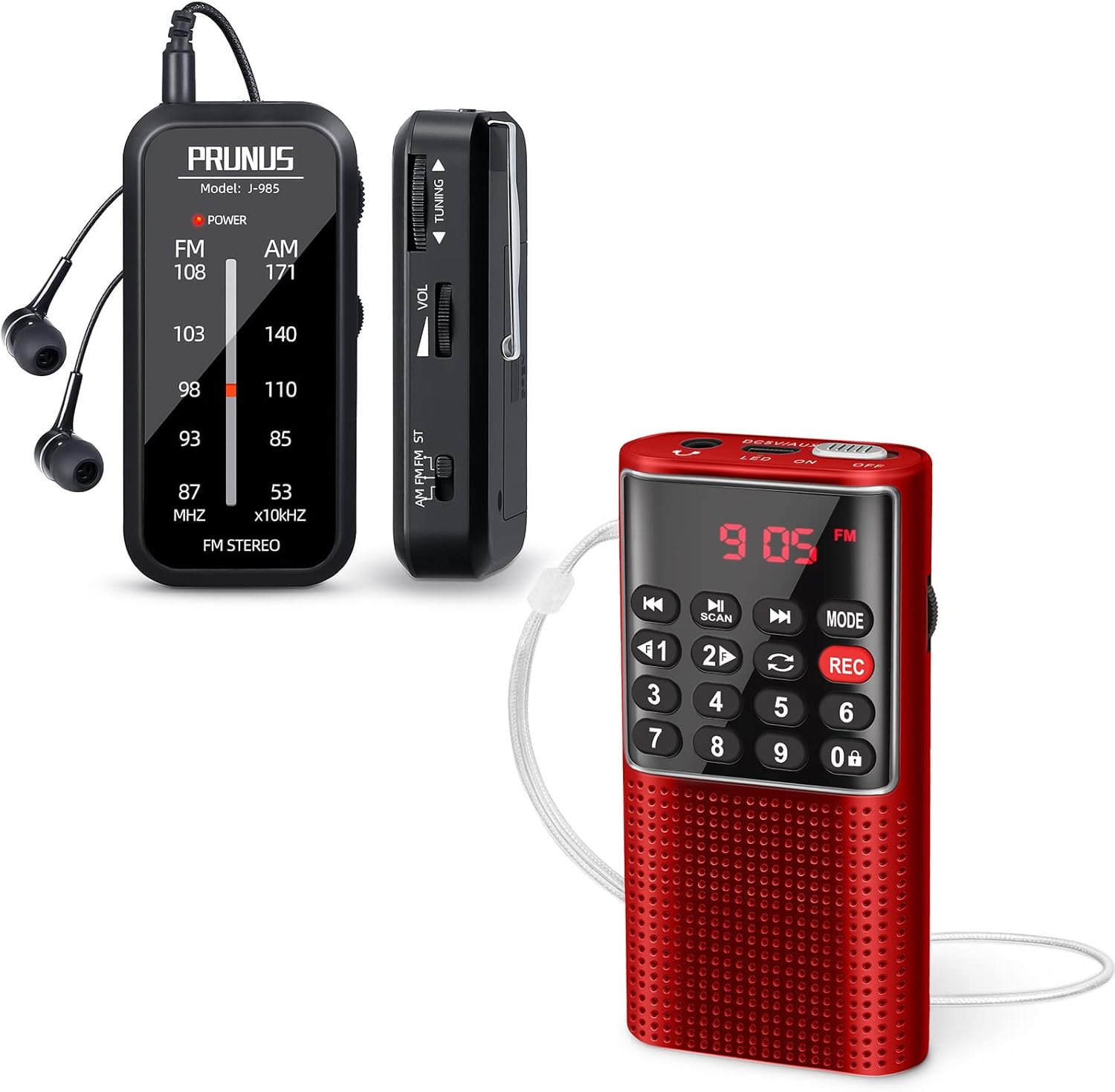 PRUNUS J985 Pocket Radio Mini AM FM Stereo Radio Portable