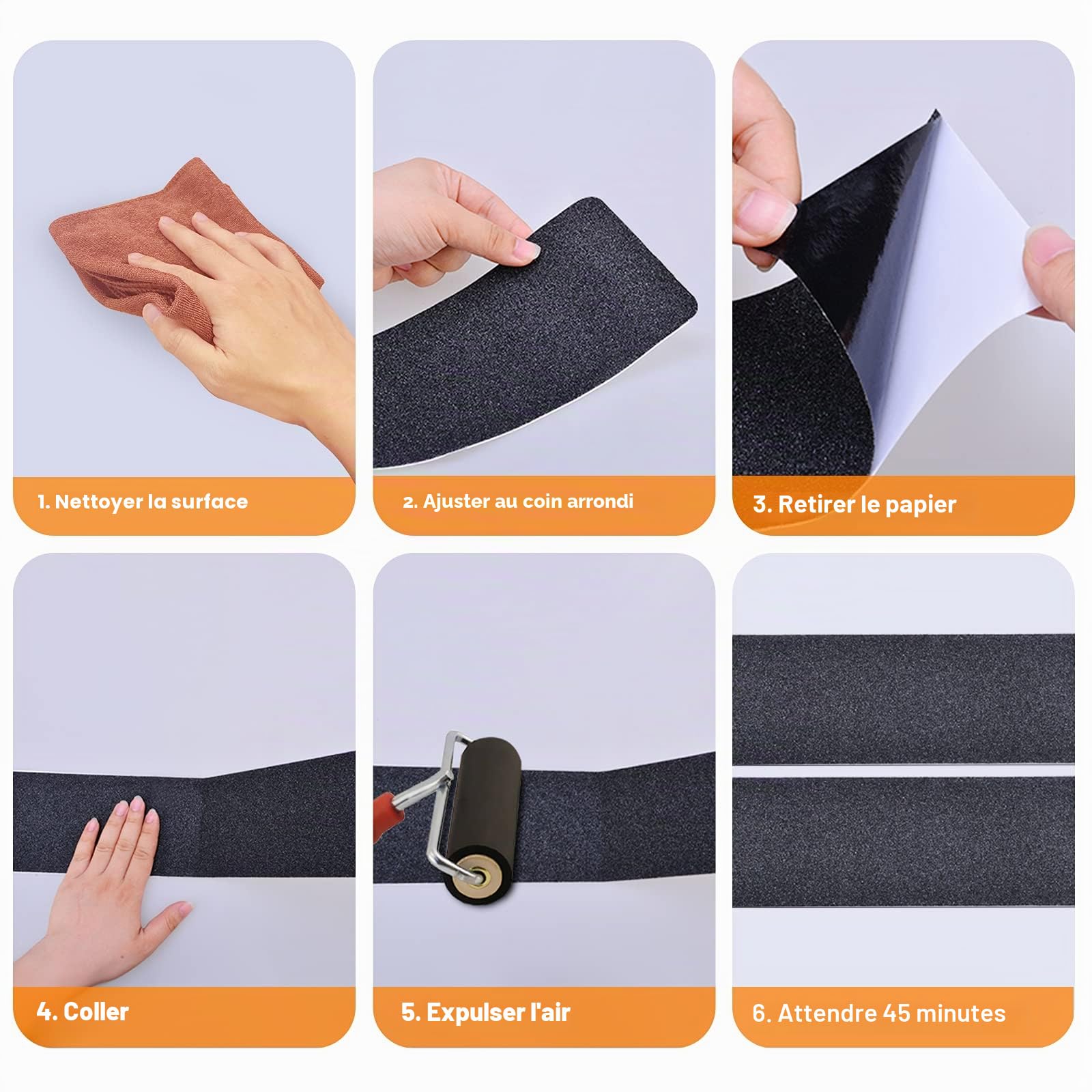 Bande Antidérapante Escalier, 10cm*10m, Ruban Antidérapant Adhésif, Ruban Autocollant Anti-Dérapante, Bande Sécurité Antidérapant, aux Escaliers Intérieurs et Extérieurs, imperméable, Noir