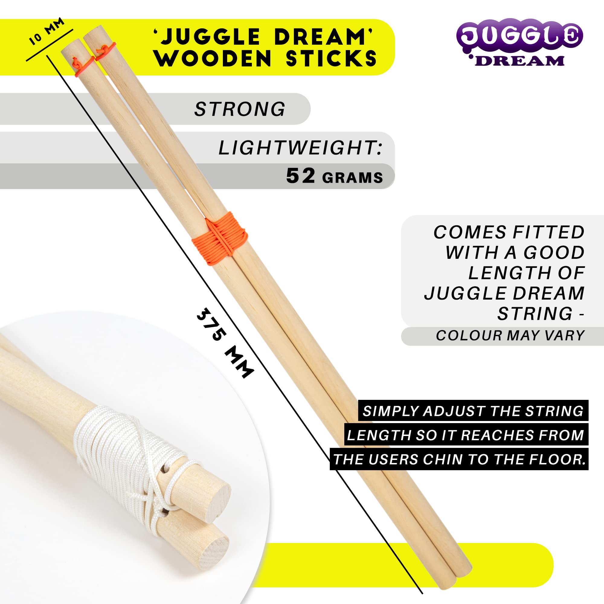Juggle Dream Jester Diábolo Set para Malabares - Diábolo con Eje Fijo con Palos de Madera y Vídeo de Aprendizaje en Línea (Multicolor)