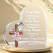 Christian Gifts for Women, Inspirational Acrylic Plaque With Bible Verse Prayer, Spiritual Keepsake Decor for Baptism, Eas...