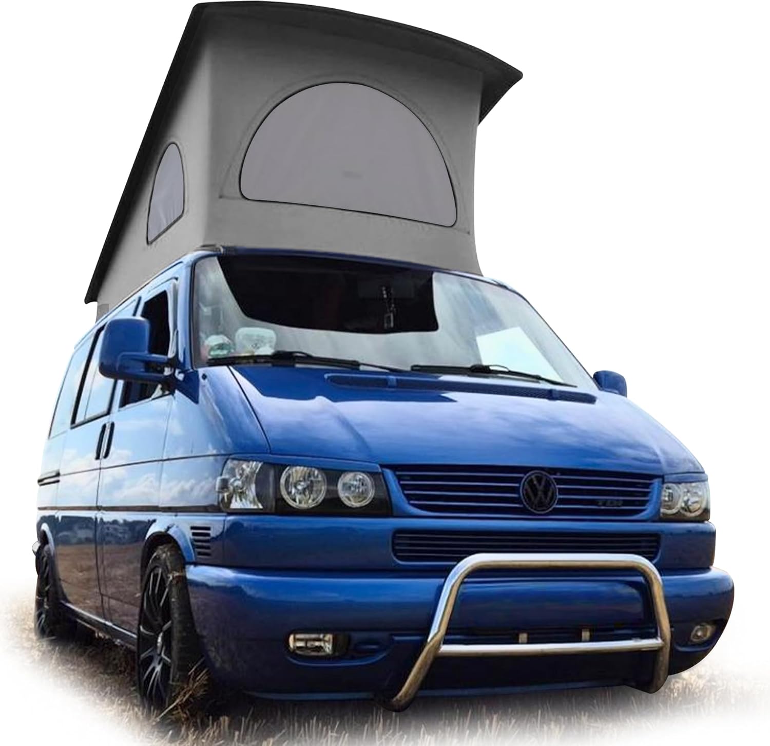 Roof Top Tent Camping 3 Window Roof Tent Pop Top Camper Light Grey Canvas Compatible with VW T4 Eurovan Weekender Short Wheel Based SWB Camper - Grey Mosquito Net, 2 Person Rooftop Tents