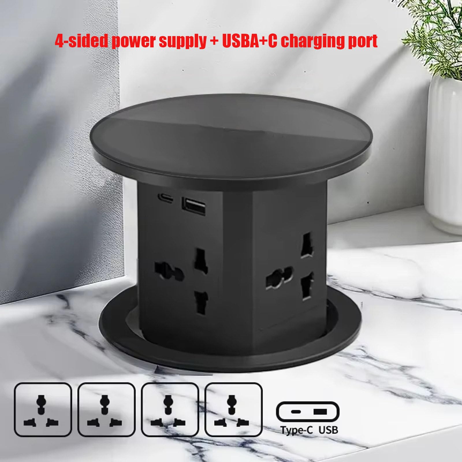 Presa elettrica a scomparsa per isola cucina, presa di corrente retrattile con USB, organizer da scrivania con stazione di ricarica nascosta,Grey