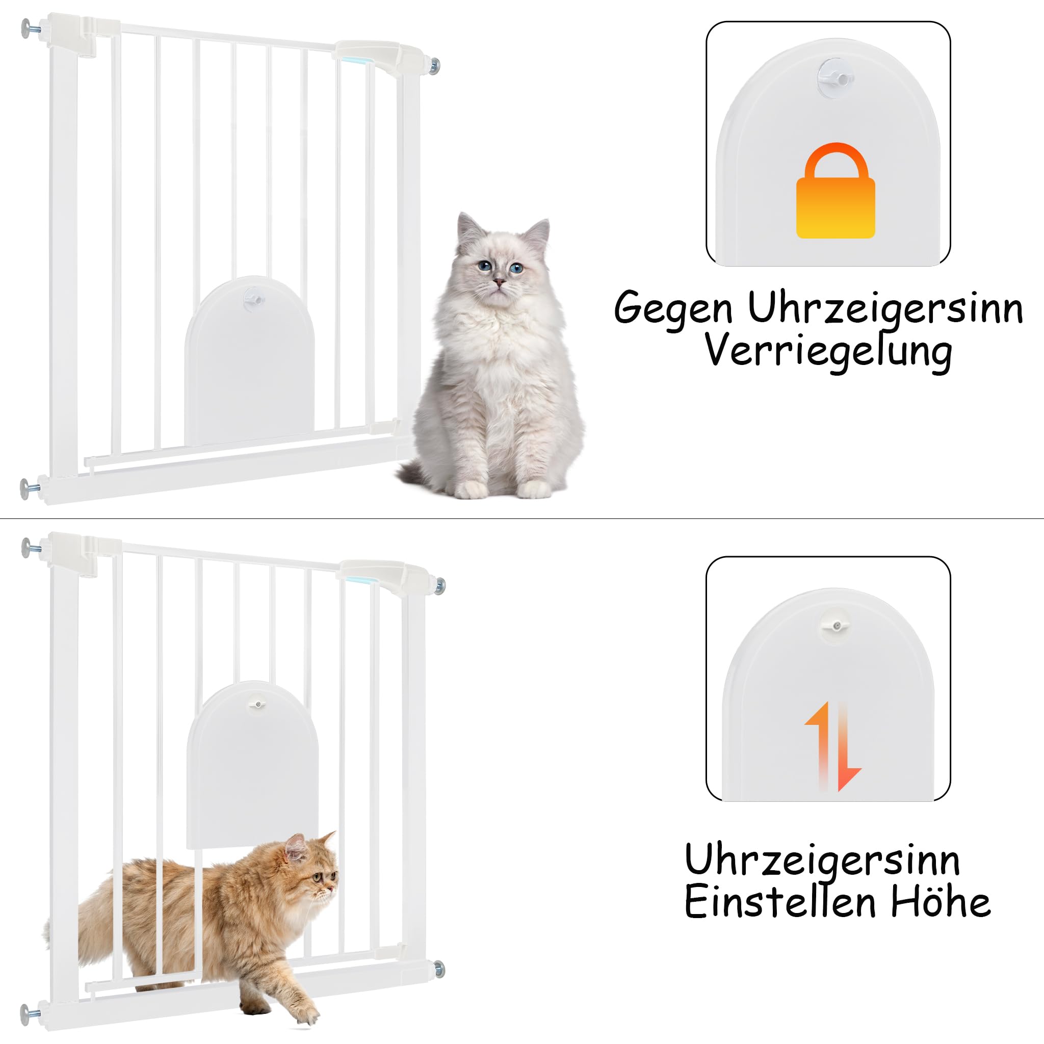 FIVMEN Barrera de Seguridad para Puerta y Escalera Puerta de Seguridad para Bebés Sin Perforaciones Cierre Automático Valla Seguridad Infantil con Puerta para Perros y Gatos, 85-95 cm Blanco