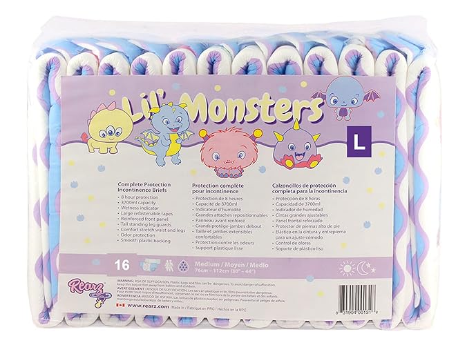 Rearz - Lil' Monsters - Adult Diapers (16 Pack) (Large)