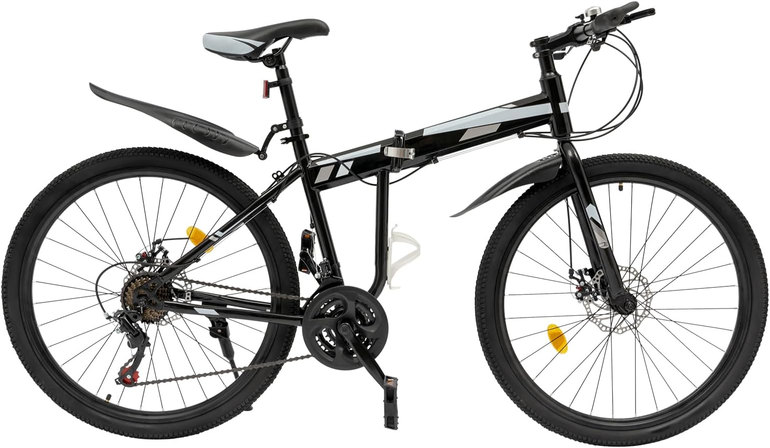 26in Foldable Mountain Bike, 21 Speeds Bicycle, Adjustable Height, High-carbon Steel Mountain Bike, Mountain Bike for Youth Adult, Mechanical Disc Brake Mountain Bike, Black