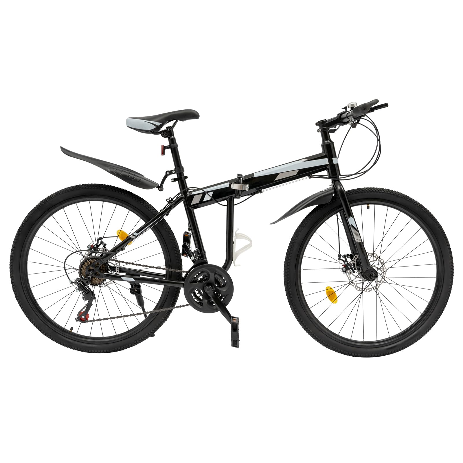 26in Foldable Mountain Bike, 21 Speeds Bicycle, Adjustable Height, High-carbon Steel Mountain Bike, Mountain Bike for Youth Adult, Mechanical Disc Brake Mountain Bike, Black