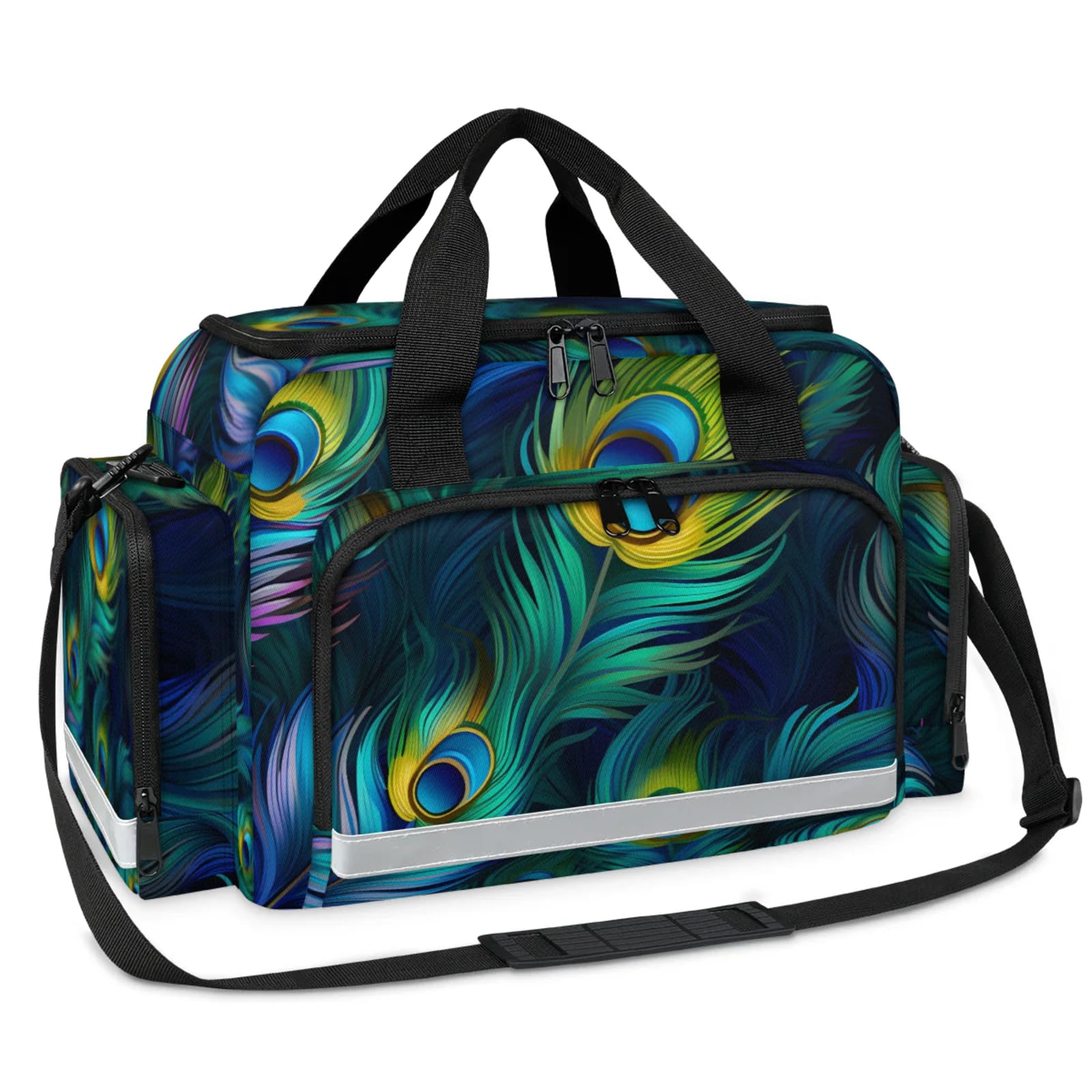 GzLeyigou First Aid Bags Empty, Feathered Peacock Emergency Bag First Aid Kit Multiple Compartment Kit Carrier On Call Trauma Bag For Paramedics Emergency Medical Supplies Kit