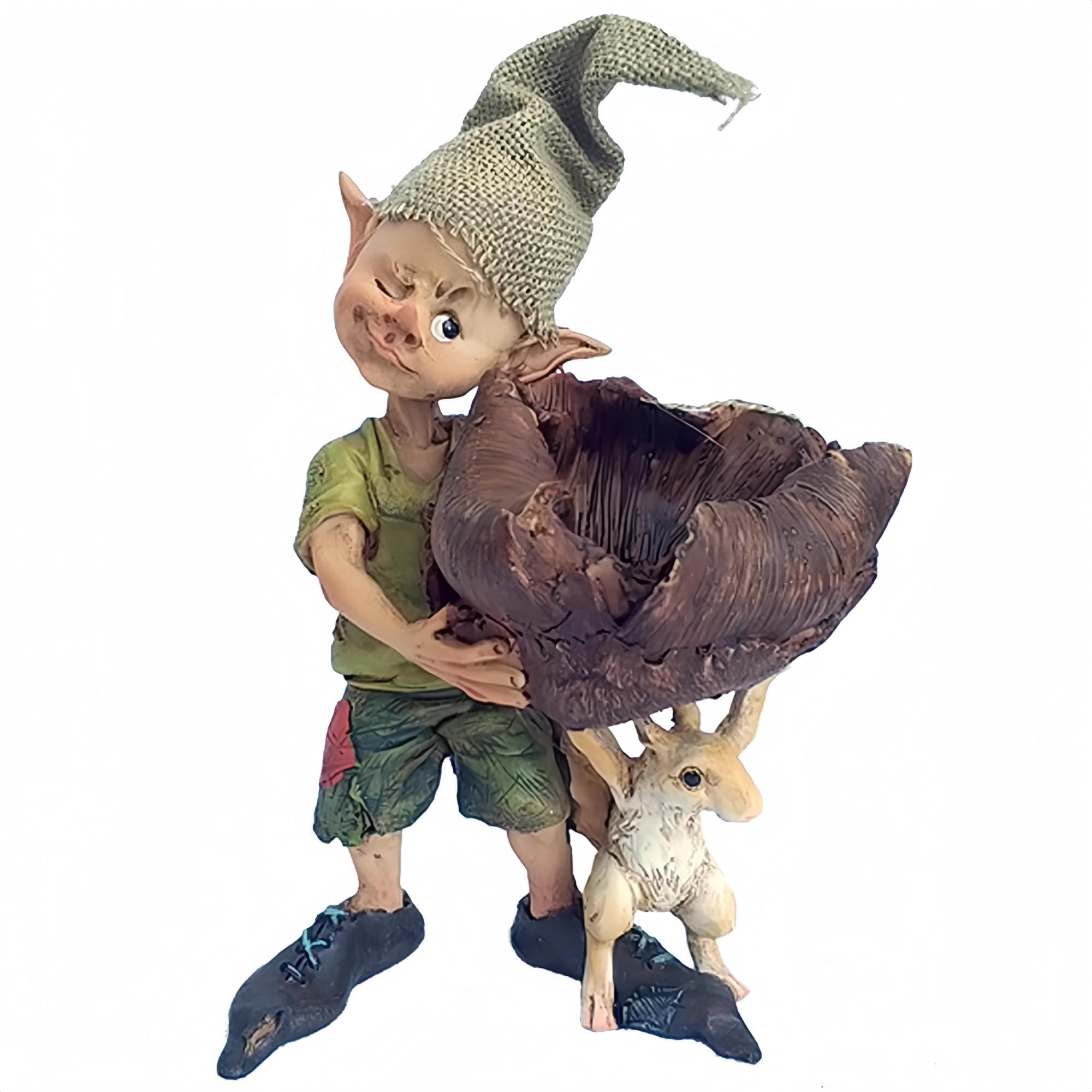 ThinkThings Fairy Garden Decor Elf Figurine,Pixie and Squirrel Statue, Perfect Patio & Garden Decoration, 6.5 Inches Tall - Ideal Miniature Landscape & Desktop Ornament