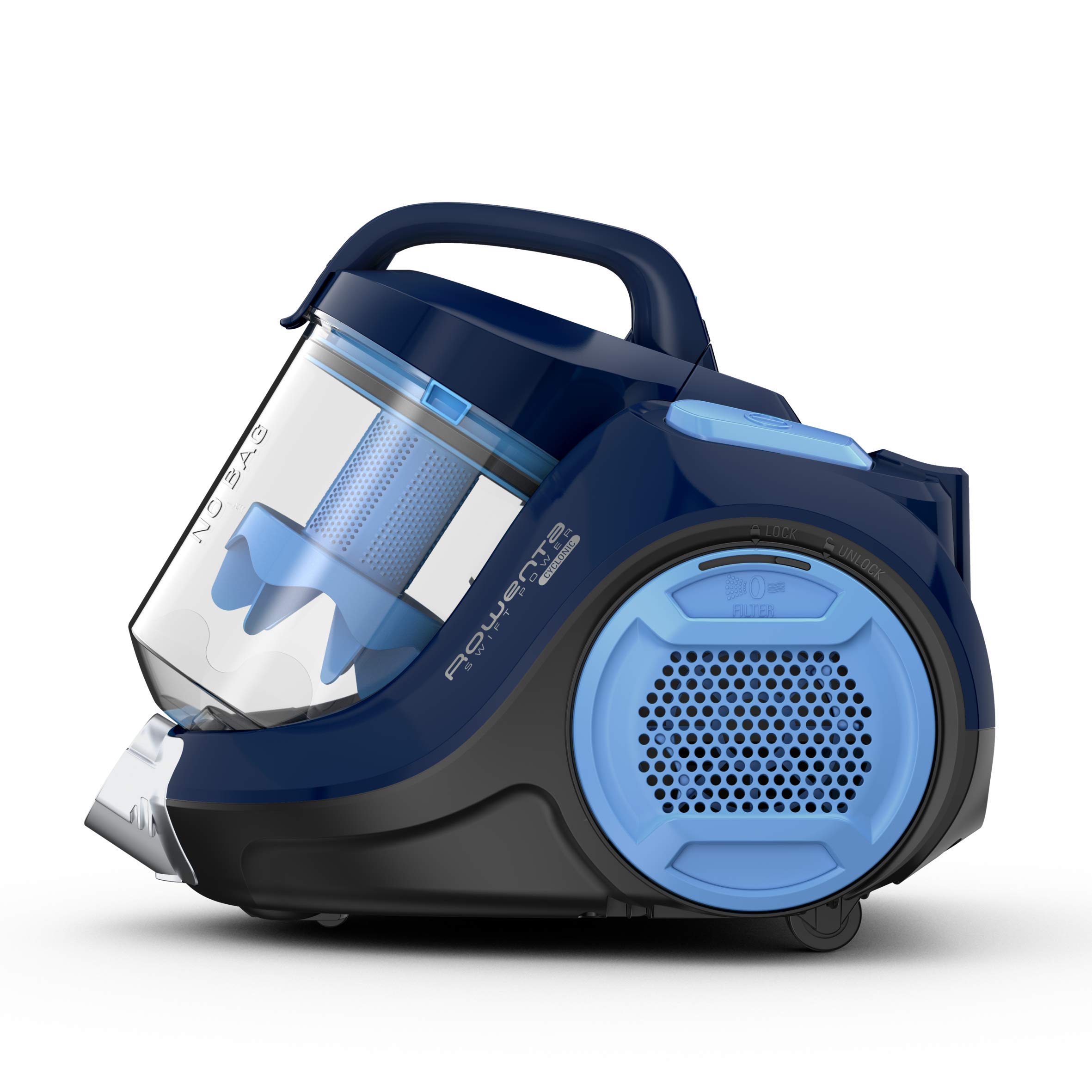 Rowenta Swift Power Cyclonic Aspirapolvere Potente Senza Sacco, 1.2 L, 750 W, 5 Accessori Inclusi, 77 dB(A) Silenzioso, Tecnologia Ciclonica, Aspirapolvere a Traino Compatto,Filtro efficiente, RO2981