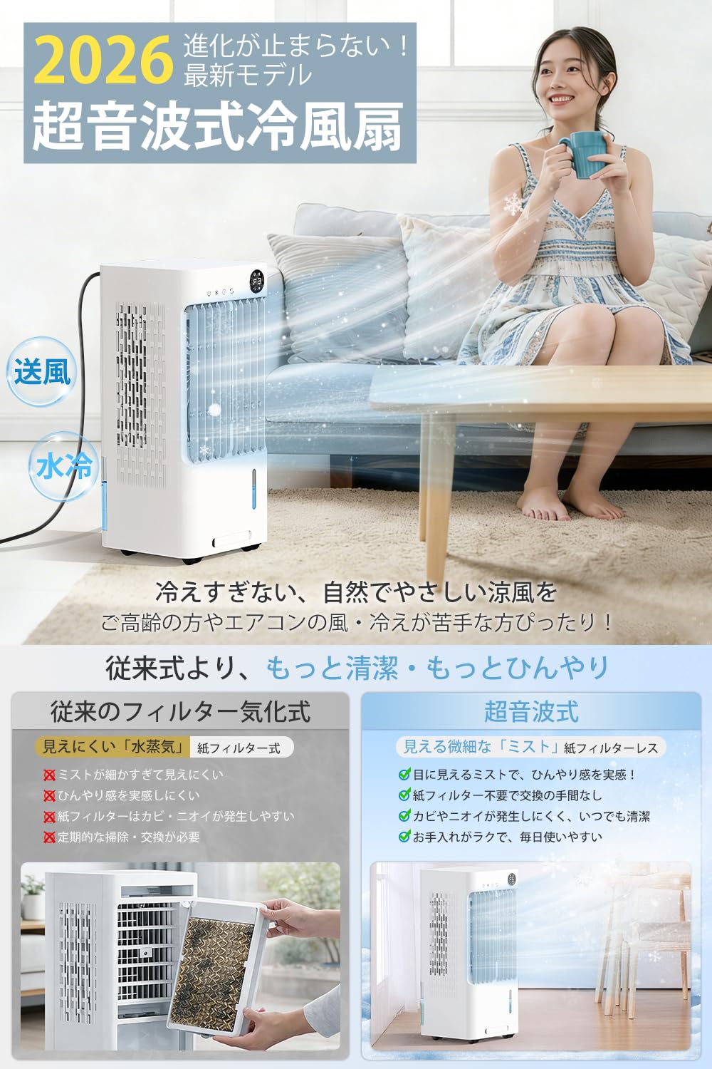 Aliliy (アリリー)　冷風機 　２台セット販売 Amazon | Aliliy 冷風機 冷風扇 強力 スポットクーラー【超音波式で