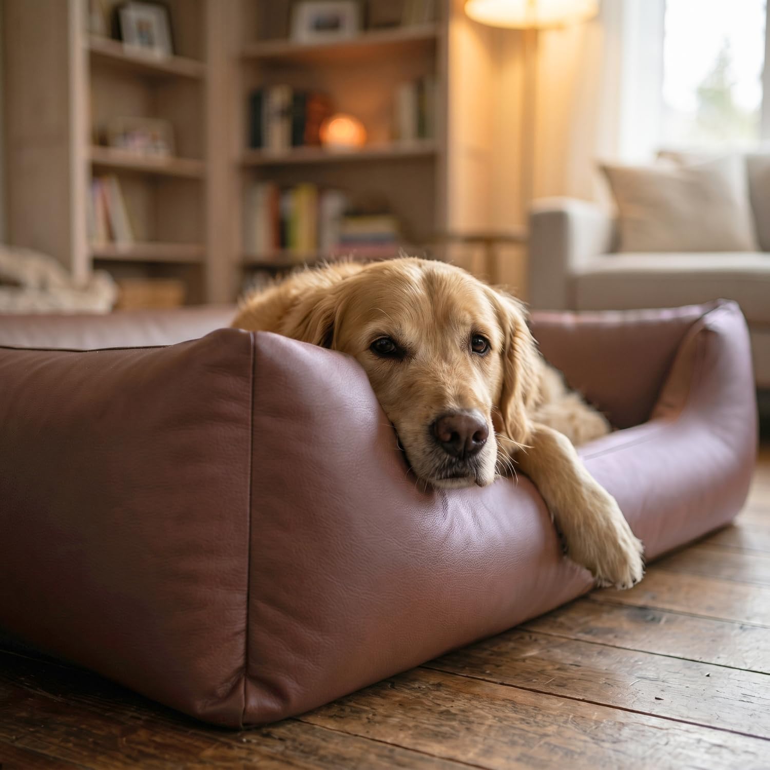 E-dogbed Mario legowisko dla psa ze sztucznej skóry, poduszka dla psa, sofa dla psa, legowisko dla psa, poduszka dla psa, miejsce do spania, kolor i rozmiar do wyboru od M do XXL (100 x 70 cm, brązowa)