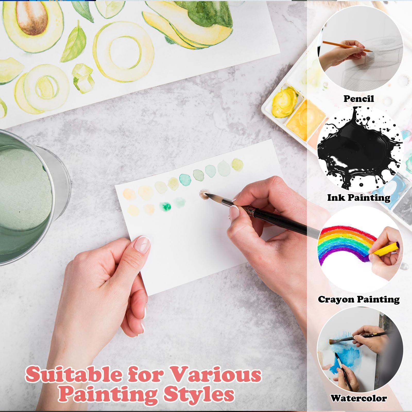 20 Sets Blanko-Aquarellkarten mit Umschlägen, 63,5 kg/300 g/m², Aquarell-Papierkarten, 12,7 x 17,8 cm, faltbare Aquarell-Postkarten mit Umschlägen für Grußkarten, Hochzeitseinladungen