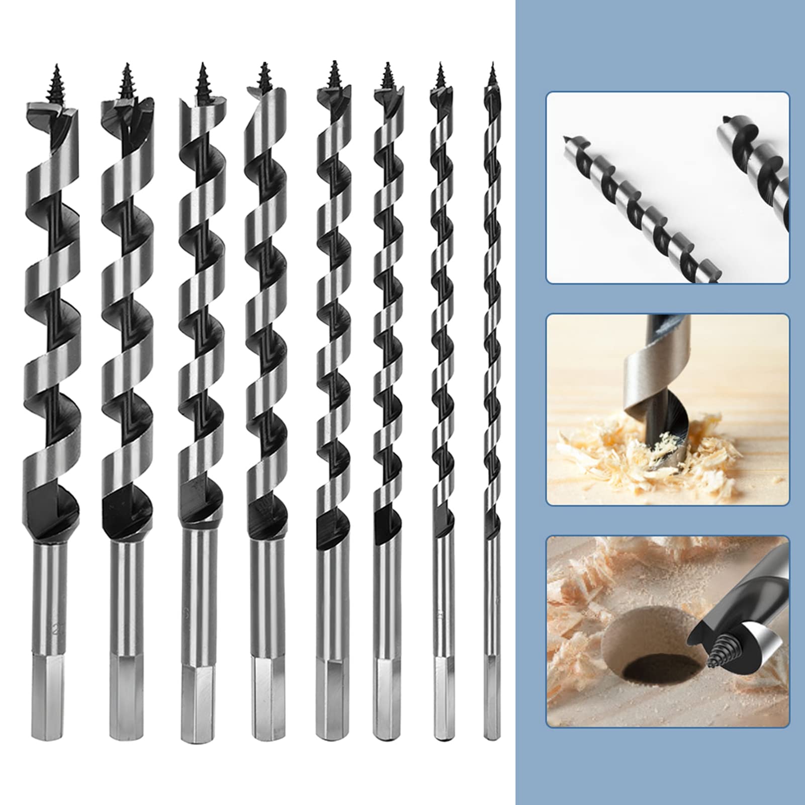 Broca, broca profesional de acero al carbono con estuche de madera para usar con taladros eléctricos y barrena para trabajar la madera