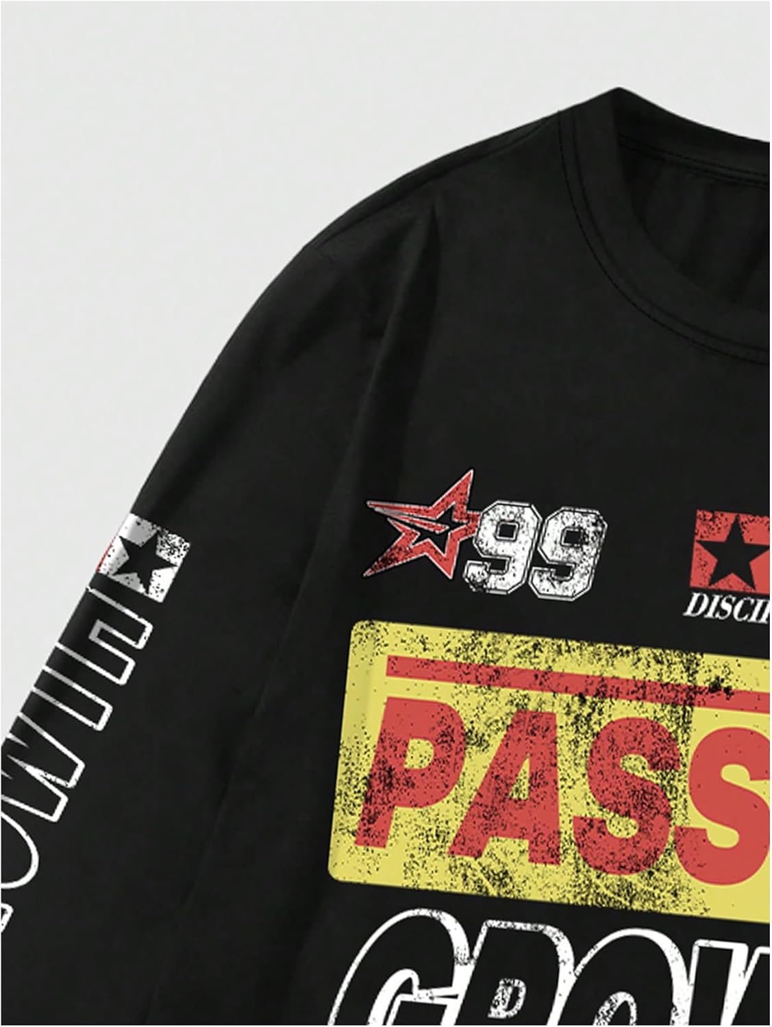 GORGLITTER Men's Y2k Graphic Shirts Streetwear Oversized Long Sleeve Crewneck Vintage Tee Tops - Image 4