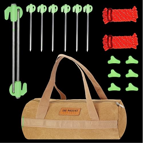 Miniatura 1 de Estacas de tienda que brillan en la oscuridad, 17 accesorios de campamento, incluye estacas de tienda de campaña resistentes de 7.7 pulgadas, bolsa