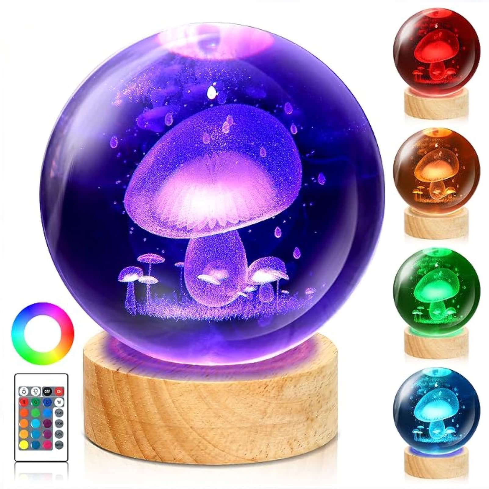 Amazon.com: WMBDL 3D Mushroom Crystal Ball Lamp, 16 Colors 4 Modes