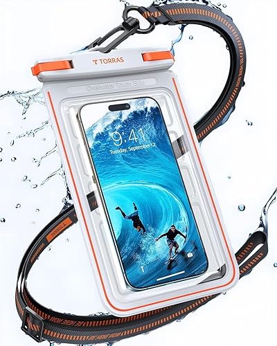 TORRAS IPX8 - Funda impermeable para teléfono flotante, pantalla subacuática táctil, a prueba de agua con cordón para iPhone 17 Pro Max 16 S25,