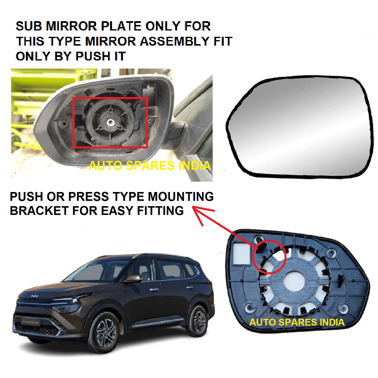 Retrovisor Exterior Completo Para Kia Carens 2013-2018 - Lado Derecho, 7 U 8 Pines, Con Ajuste Eléctrico Y Calefacción