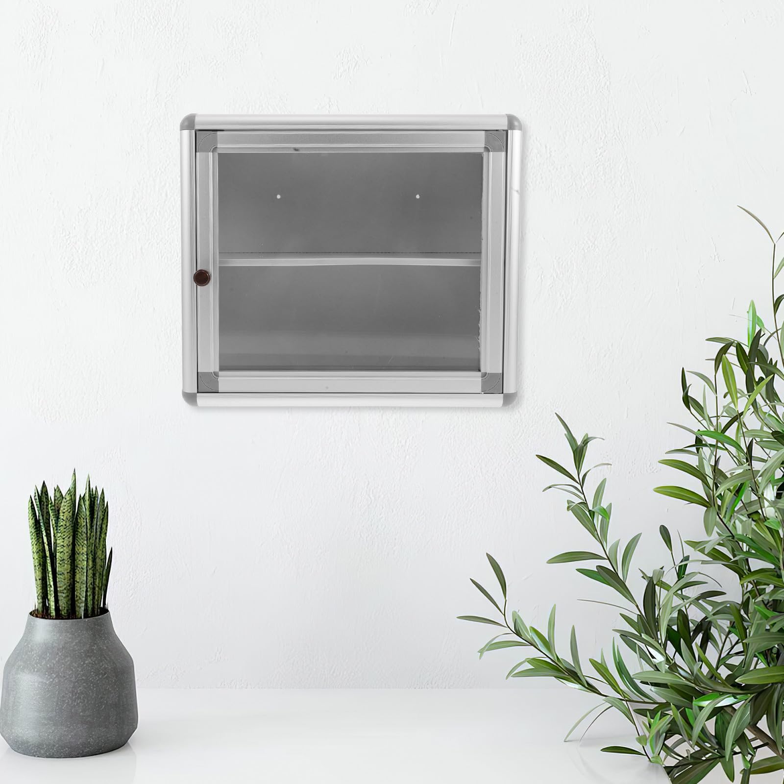 Botiquín de Pared Multifuncional de Aleación Metálica y Acrílico para Almacenamiento de Medicamentos y Objetos Esenciales en Oficinas y Bancos