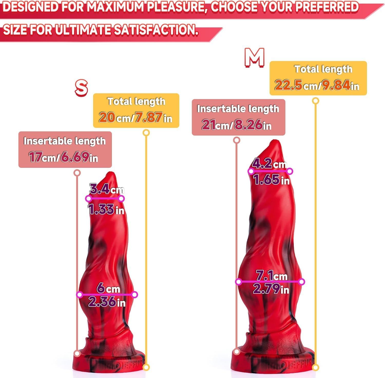 Consolador anal realista de gran tamaño para perro con nudo largo silicona líquida ventosa fuerte tapón anal, estimulación del punto G consolador de monstruo suave juguete sexual unisex (rojo)
