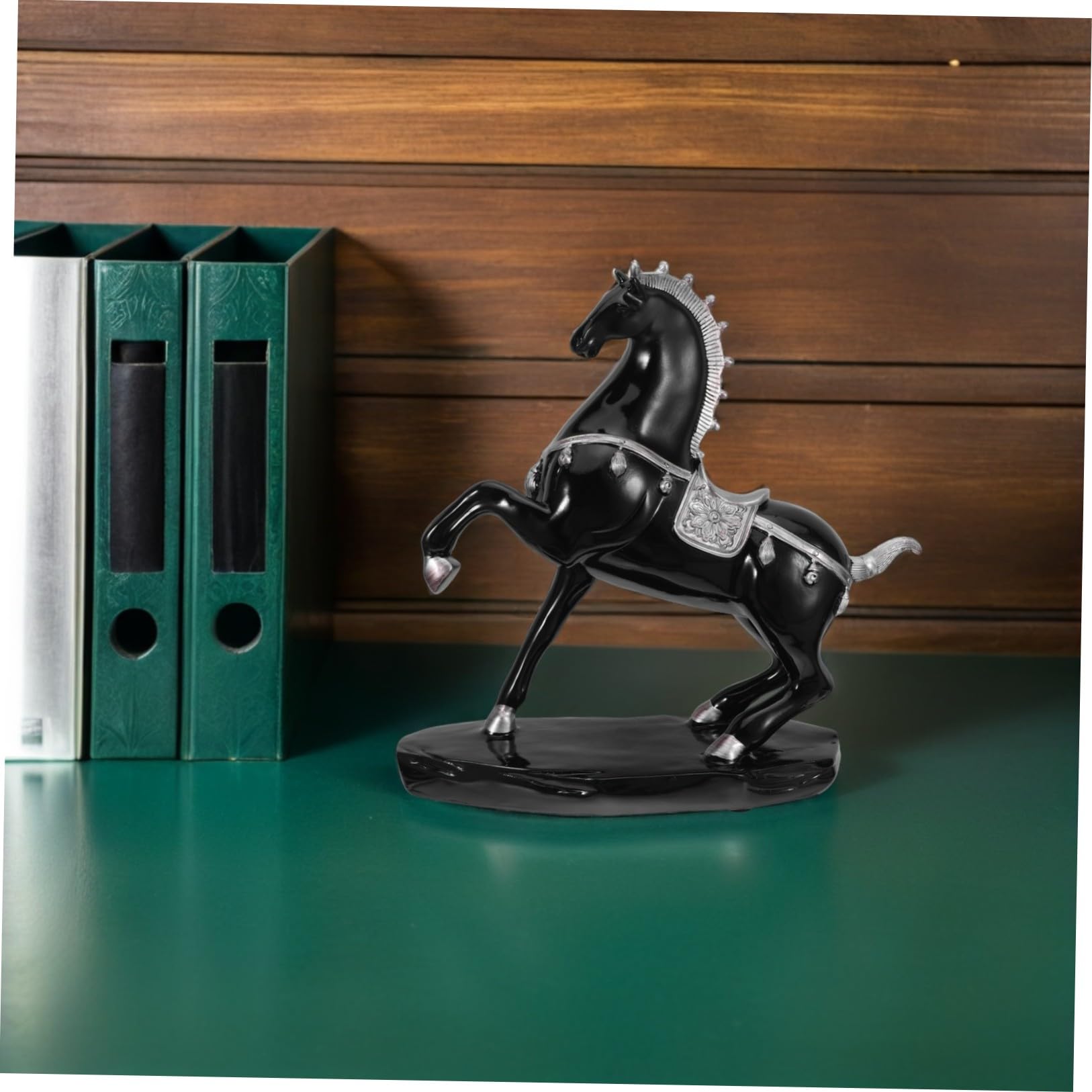 Tofficu Stehende Pferdestatue aus Kunstharz, Schwarz, Vintage
