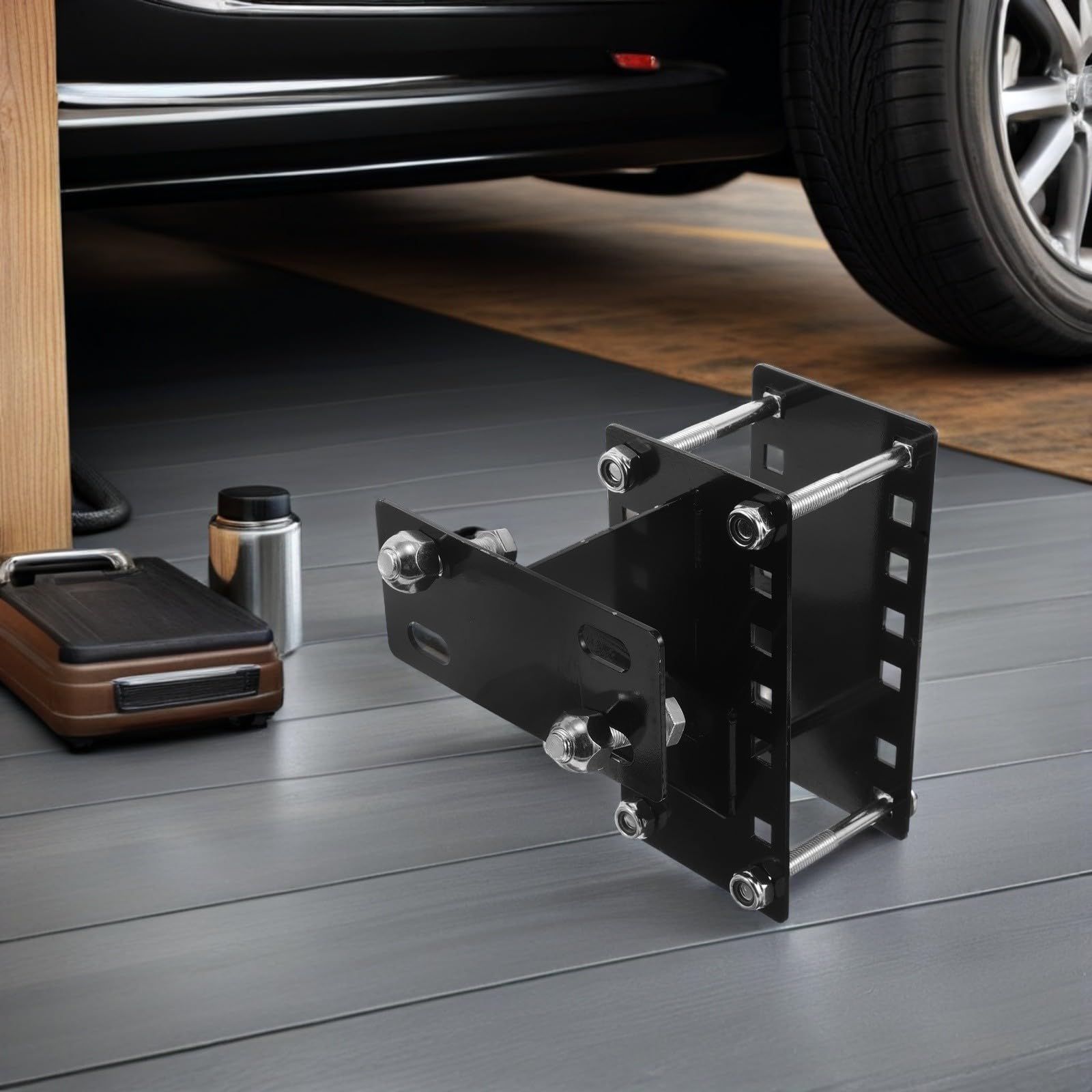 POPETPOP Reserveradträger Schwarz aus Kohlenstoffstahl mit Komplettem Zubehör für Anhängermontage für Anhänger für Reserverad und Ersatzrad Wohnmobil und Fahrzeug