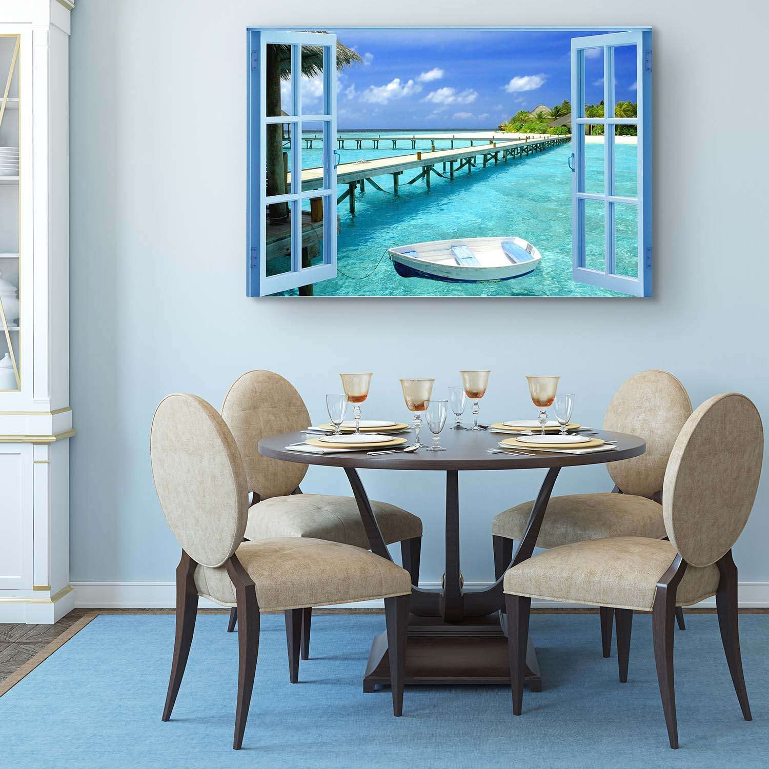 Startonight Quadro su Tela La Finestra del Paradiso Acquatico, Grandi Quadri Paesaggio Moderni Stampe Grande per Soggiorno Stampe Incorniciate 80x120 cm, Decorazione Parete, Idea Regalo Elegante