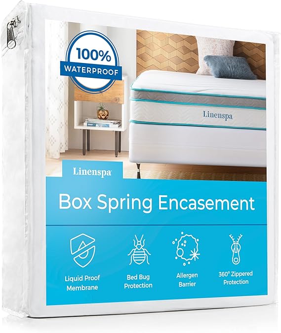 LINENSPA Waterproof Bed Bug Proof Box Spring Encasement Protector