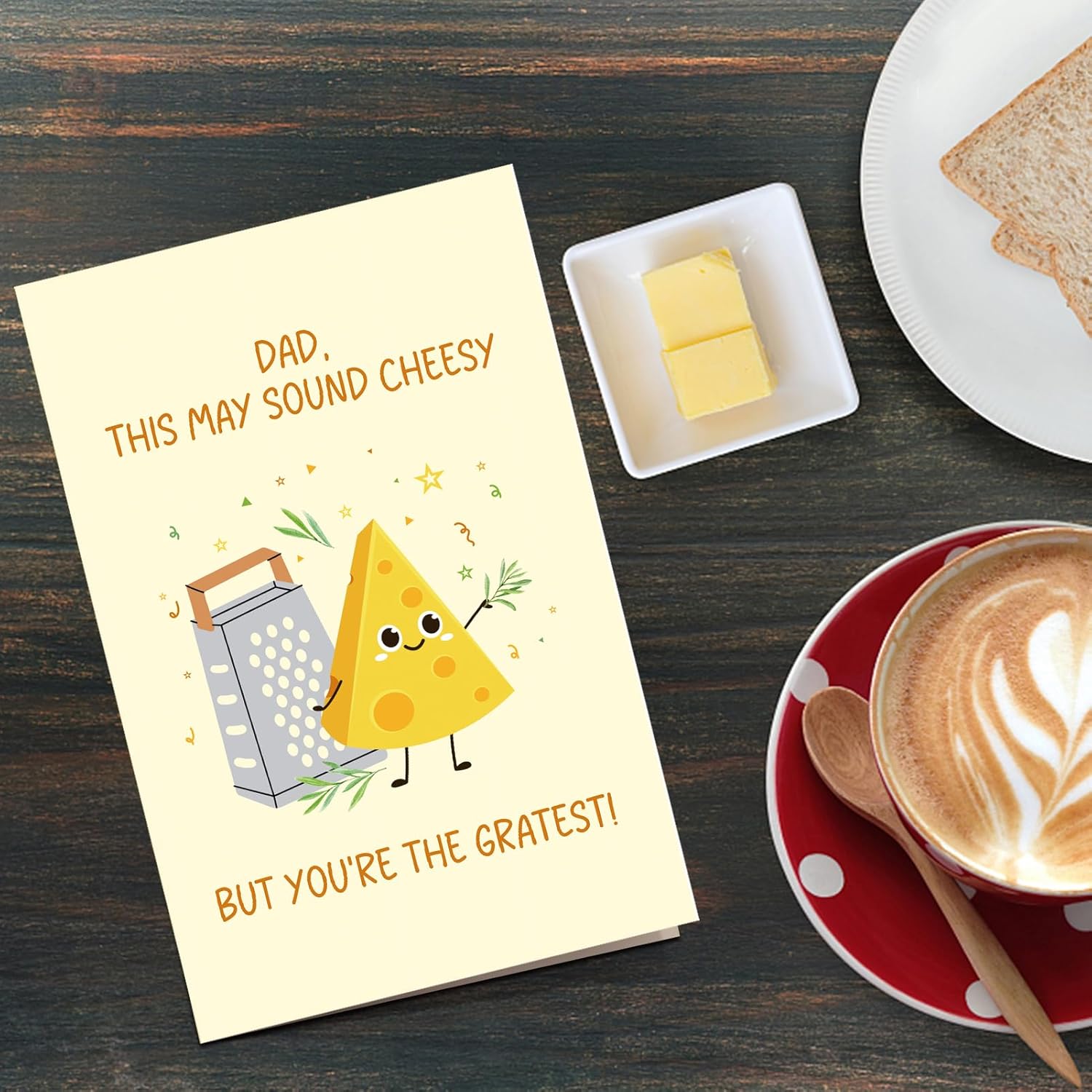 Qiliji Lovely Cheese Dad Birthday Card from Kids, Funny Grate Birthday Card for Dads, Dad Pun Father's Day Cards Gifts from Son Daughter, Sound Cheesy But You're the Greatest - Image 6
