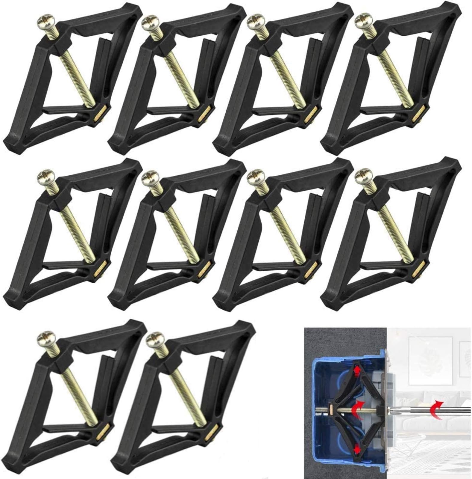 Kuesn 10Pcs Wall Mount Switch Box Repair Tool Secret Stash for 86mm Wall Outlet Switch Cassette Repairer Support Rod Electrician Accessories Switch Cassette Repairer