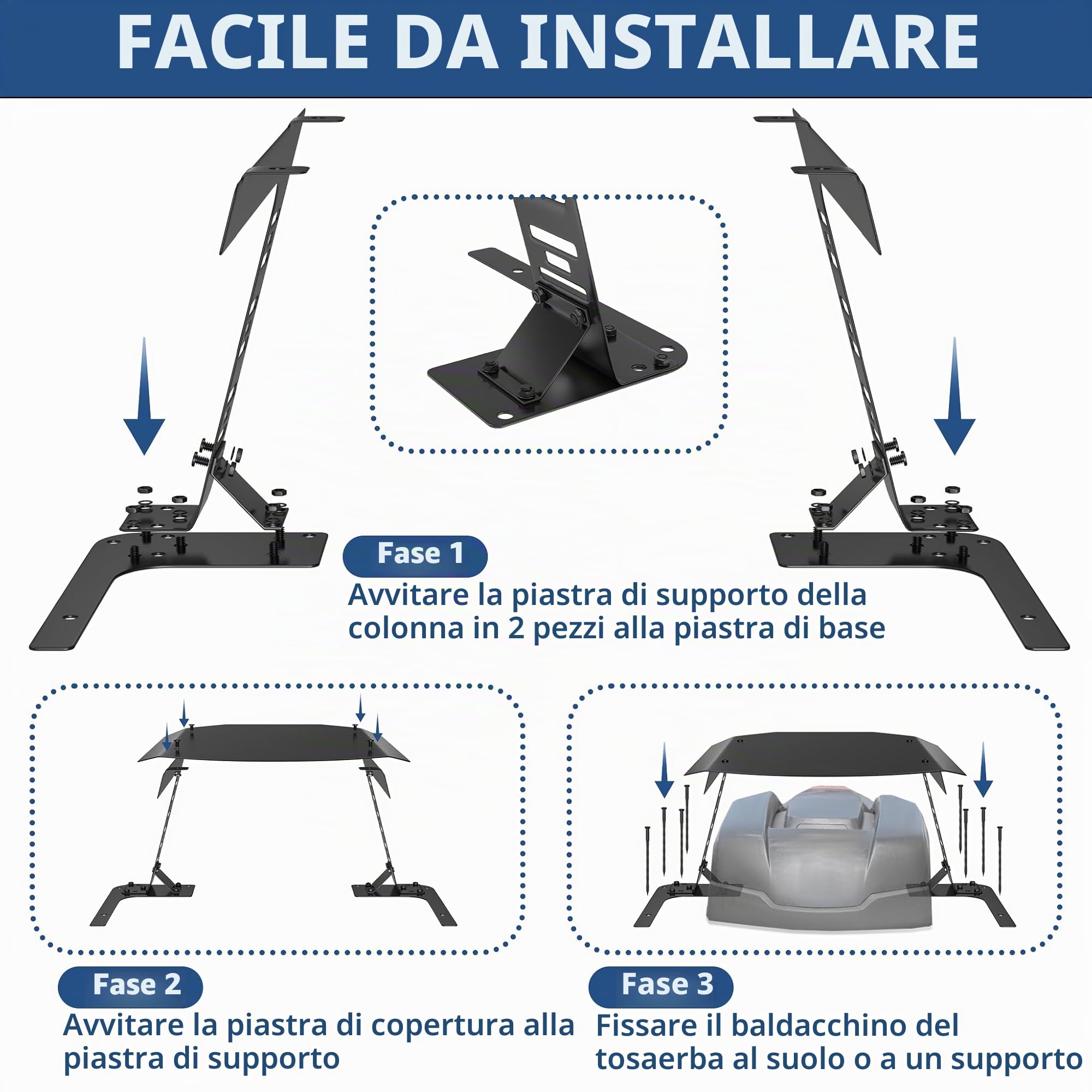 NAIZY Robot tosaerba giardino garage tetto auto coperto in metallo copertura copertura tosaerba protezione contro pioggia, grandine e raggi UV 77 x 94 x 36 cm