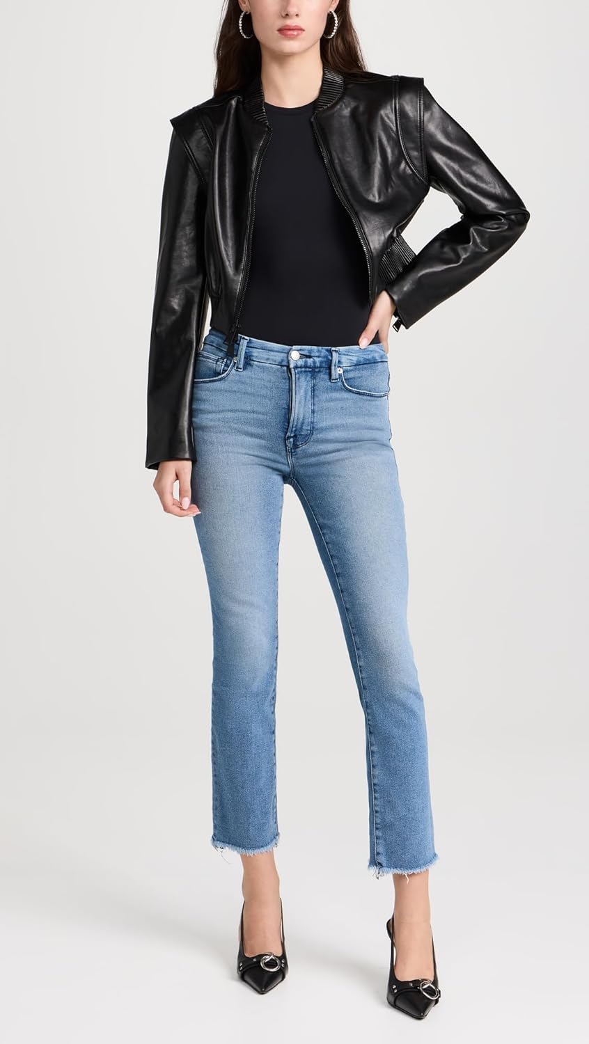 Good American Women's Good Straight Split Pockets Jeans