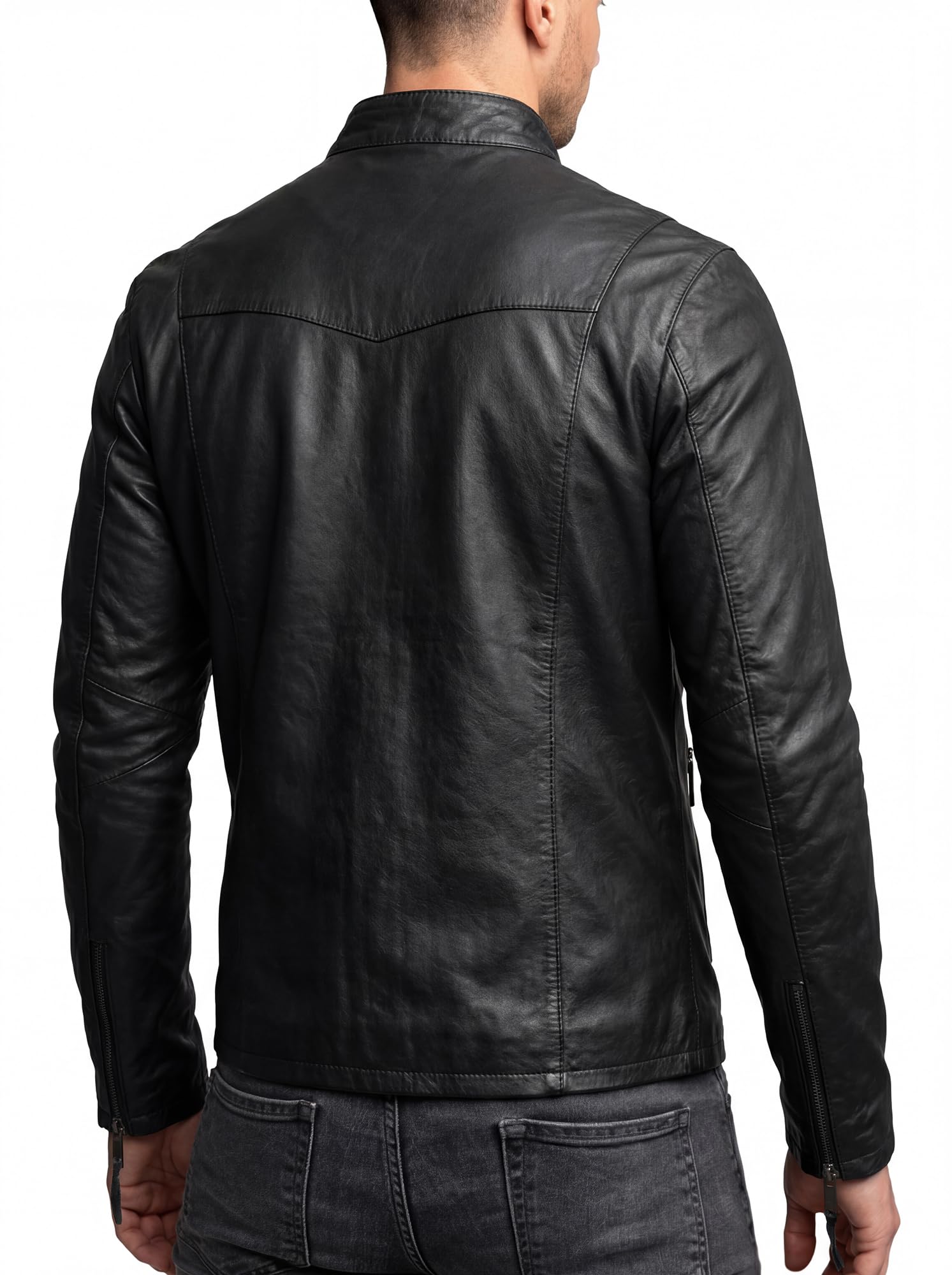 Crone Noa Herren Lederjacke Cleane Basic Echtleder Jacke