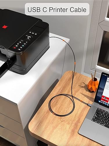 Vista 46 de CableCreation Cable de impresora USB B a USB C de 6.6 pies/paquete de 2 unidades, cable de impresora USB-C a B para MacBook Pro, Air, cable MIDI