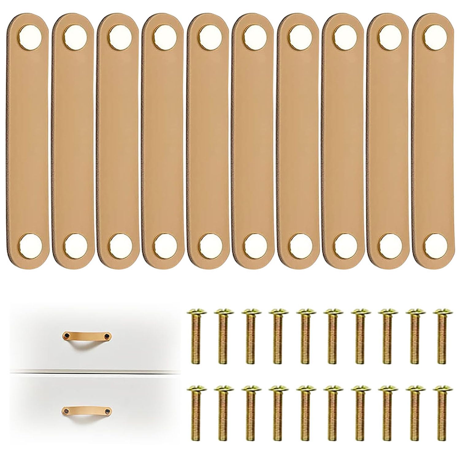 10 Pezzi Maniglie Per Mobili In Pelle, Manigliee Per Porte In Pelles, Mobili Con Maniglies In Pellee, Pomelli Per Mobili In Pelle Pu, Raffinati Accessori Per La Decorazione, Con Accessori a Vite