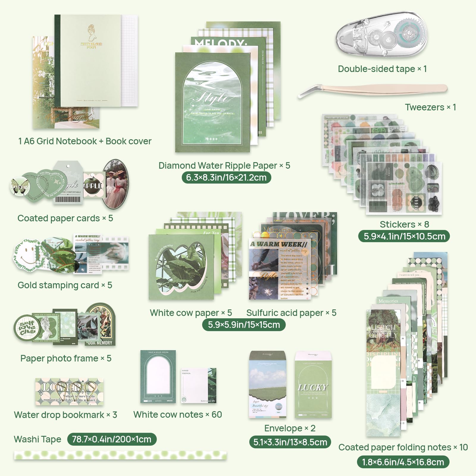 Kit di forniture per album fotografico con pinzette e nastro adesivo, diario spazzatura estetico vintage, grande carta per scrapbooking, confezione di adesivi, forniture per quaderni, regalo fai da te