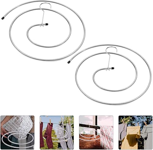 Miniatura 3 de Garneck Tendedero giratorio para ropa en espiral, 2 piezas, resistente al viento, forma de espiral, colgador para toallas de cama grandes, estante