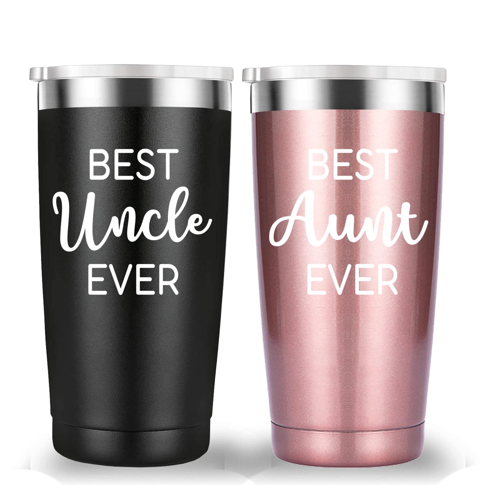 Mamihlap Best Uncle and Aunt Ever Travel Mug Tumbler.Uncle & Aunt Gifts.Birthday Fathers Mothers Christmas Day Gifts for Uncle and Auntie from Nephew and Niece.(20oz Black&Rose Gold)