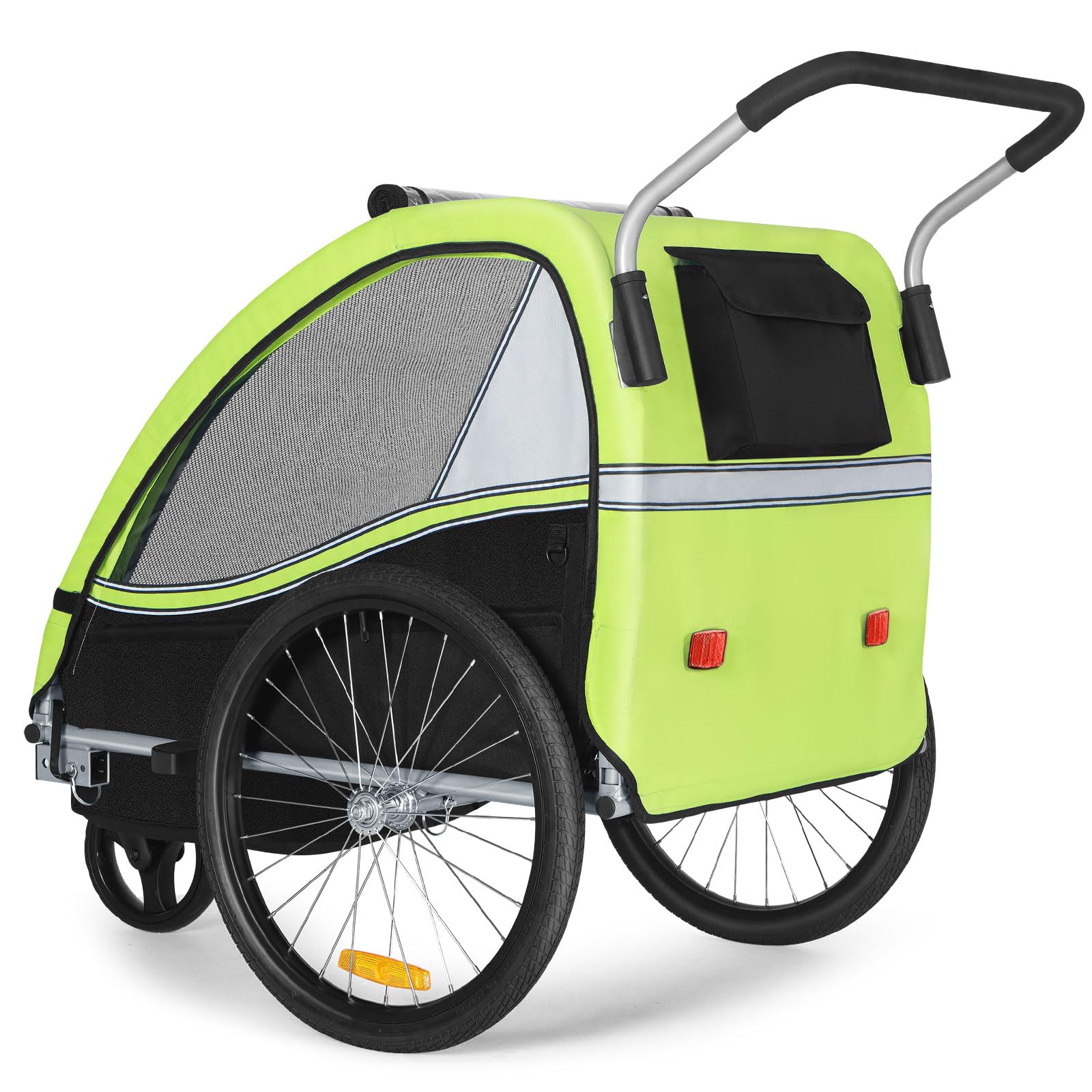Remorque Vélo Enfant Tiggo VS 2en1 - Poussette Jogger, Ceinture 5 Points, Roue Avant Pivotante, Pour 1-2 Enfants
