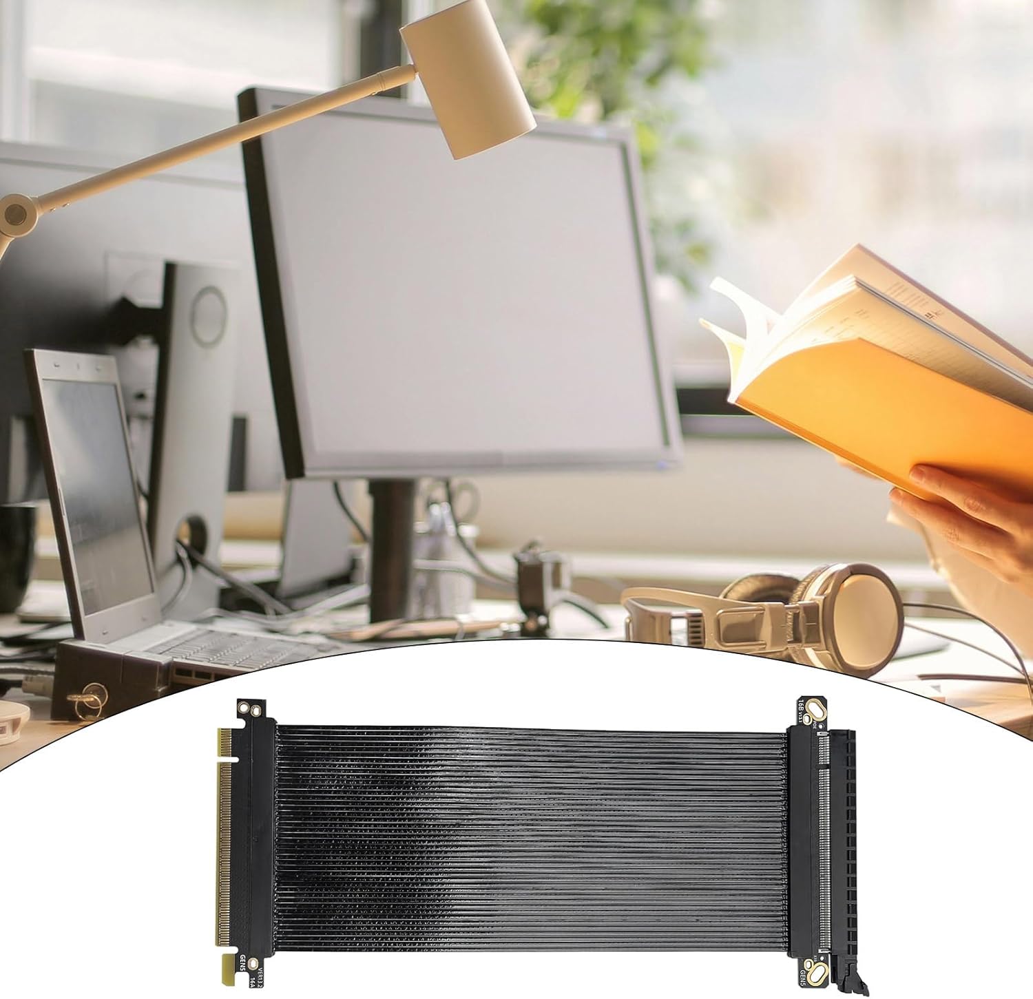 Fast Speed PCIe 5.0 X16 Graphics Extension Cable Shielded Enhances Transmission Integrity GPU Extension Cable