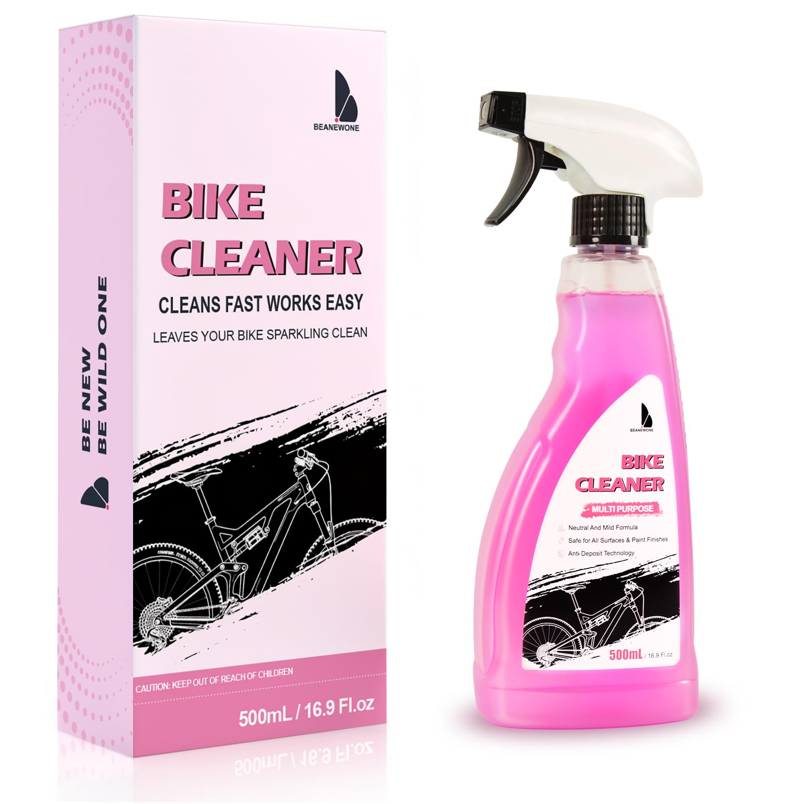 Bike Cleaner, Bike Wash - Neutral & Mild Formula with Anti-Deposit Technology, Safe for All Bicycle Surfaces & Paint Finishes (500mL) 16.9 Fl Oz (Pack of 1)