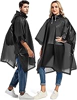 Borogo 2 Pack Reusable Rain Ponchos for Adults - Heavy Duty Waterproof EVA Raincoats with Drawstring Hood, One Size Fits Most
