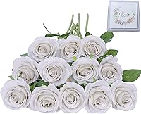 Vista 22 de LVEFIT Ramo de rosas artificiales de seda con tallo largo, para bodas, despedidas de soltera, fiestas, decoración del hogar