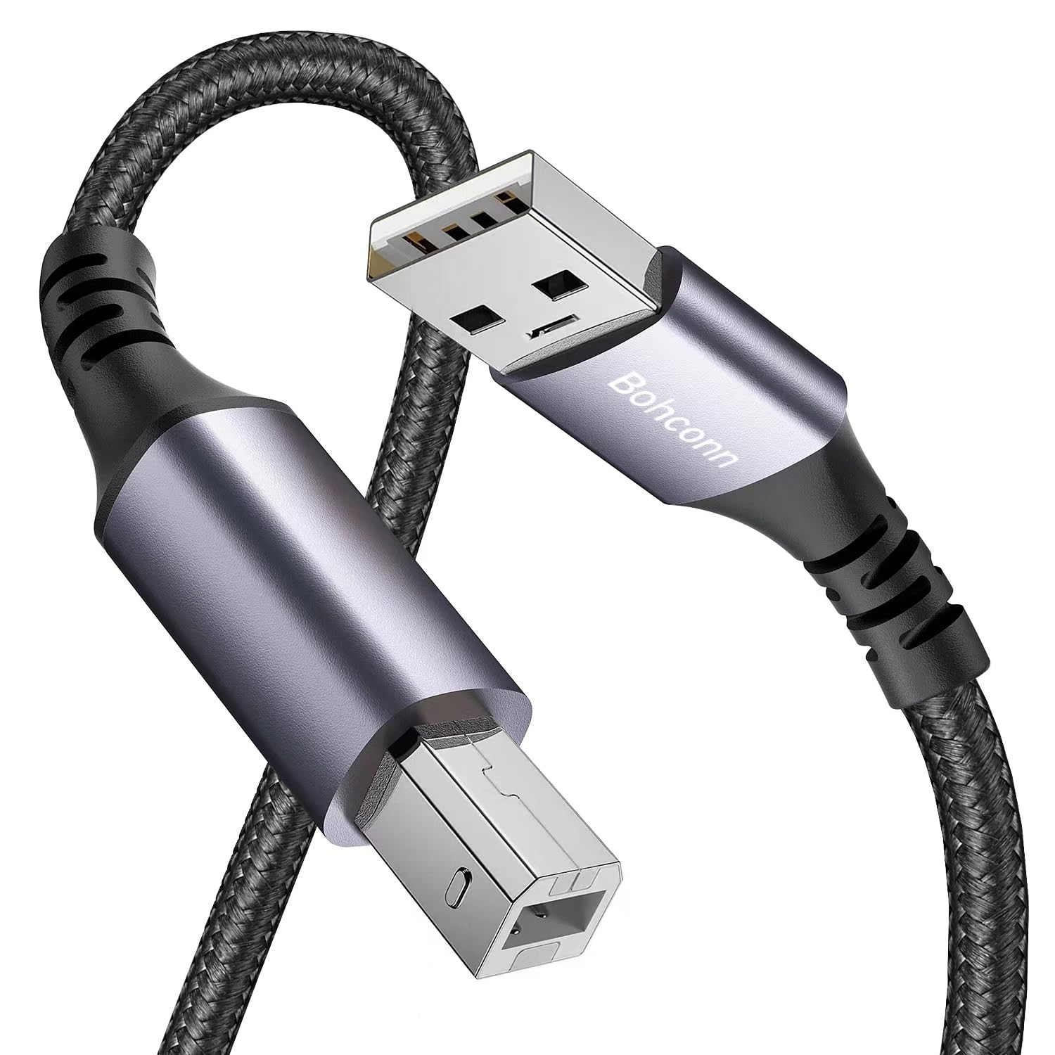Bohconn USB Printer Cable 2M,USB 2.0 Type A Male to B Male Printer Scanner Cord Compatible with Canon, HP DeskJet/Envy, Lexmark, Dell, 3D, DAC, Xerox, Samsung etc.
