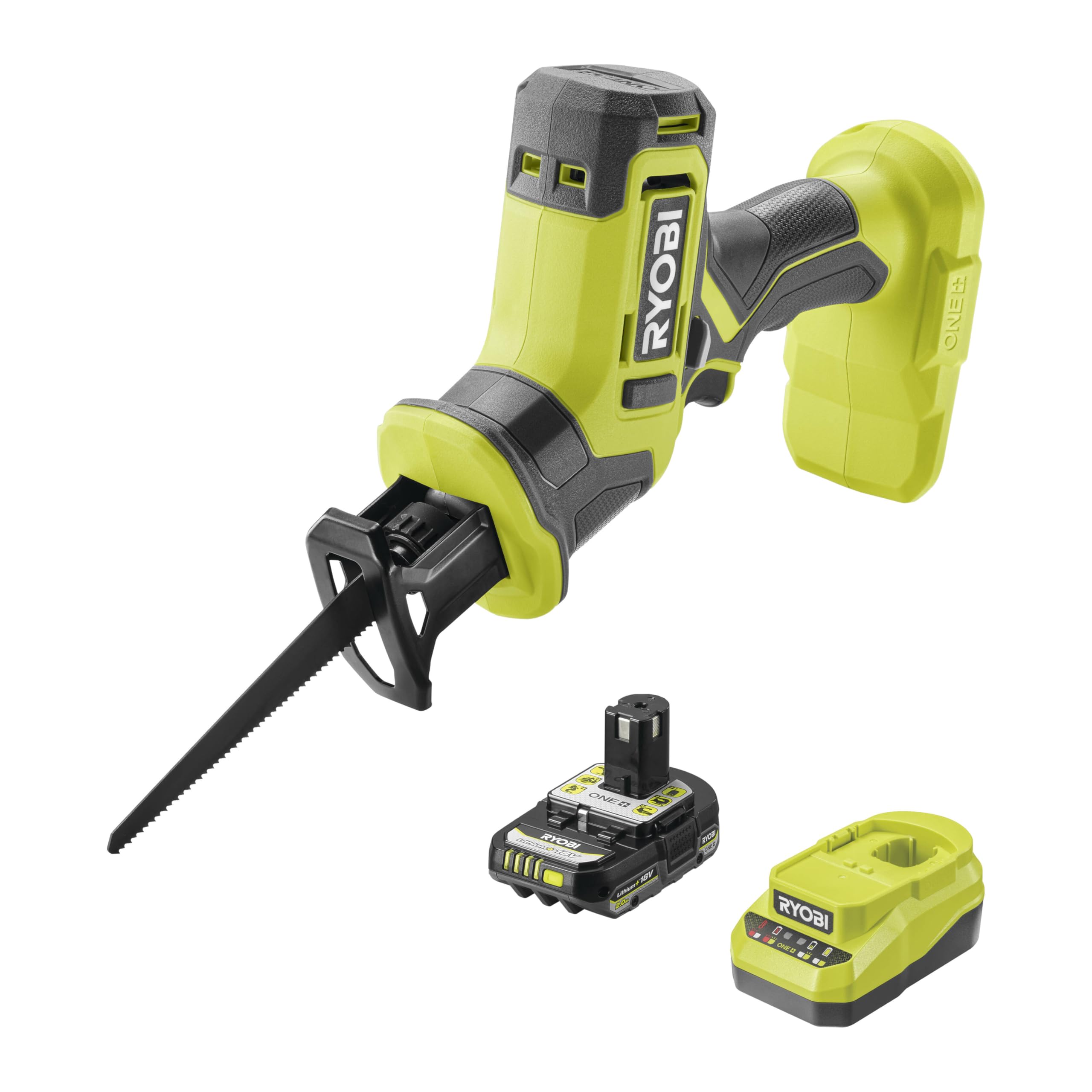 RYOBI Sierra sable ONE+ R18RSC-1C20GP de 18 V, incluye batería y cargador