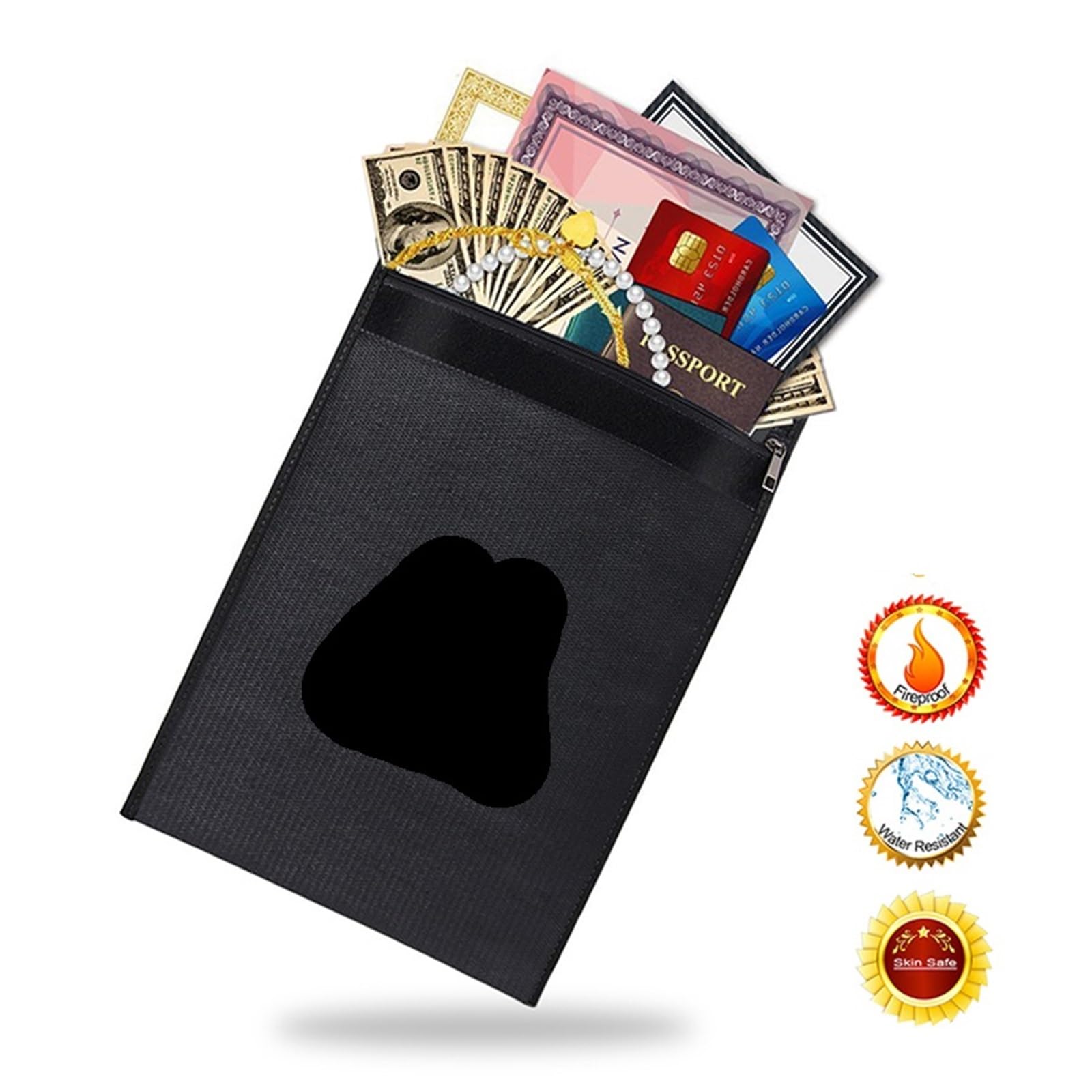 Borsa ignifuga for denaro e documenti, portadocumenti e portadocumenti con maniglia e tracolla, scatola ignifuga for oggetti di valore per Documenti Passaporto